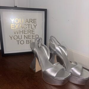 Circus by Sam Edelman Silver Platform Chunky Heels